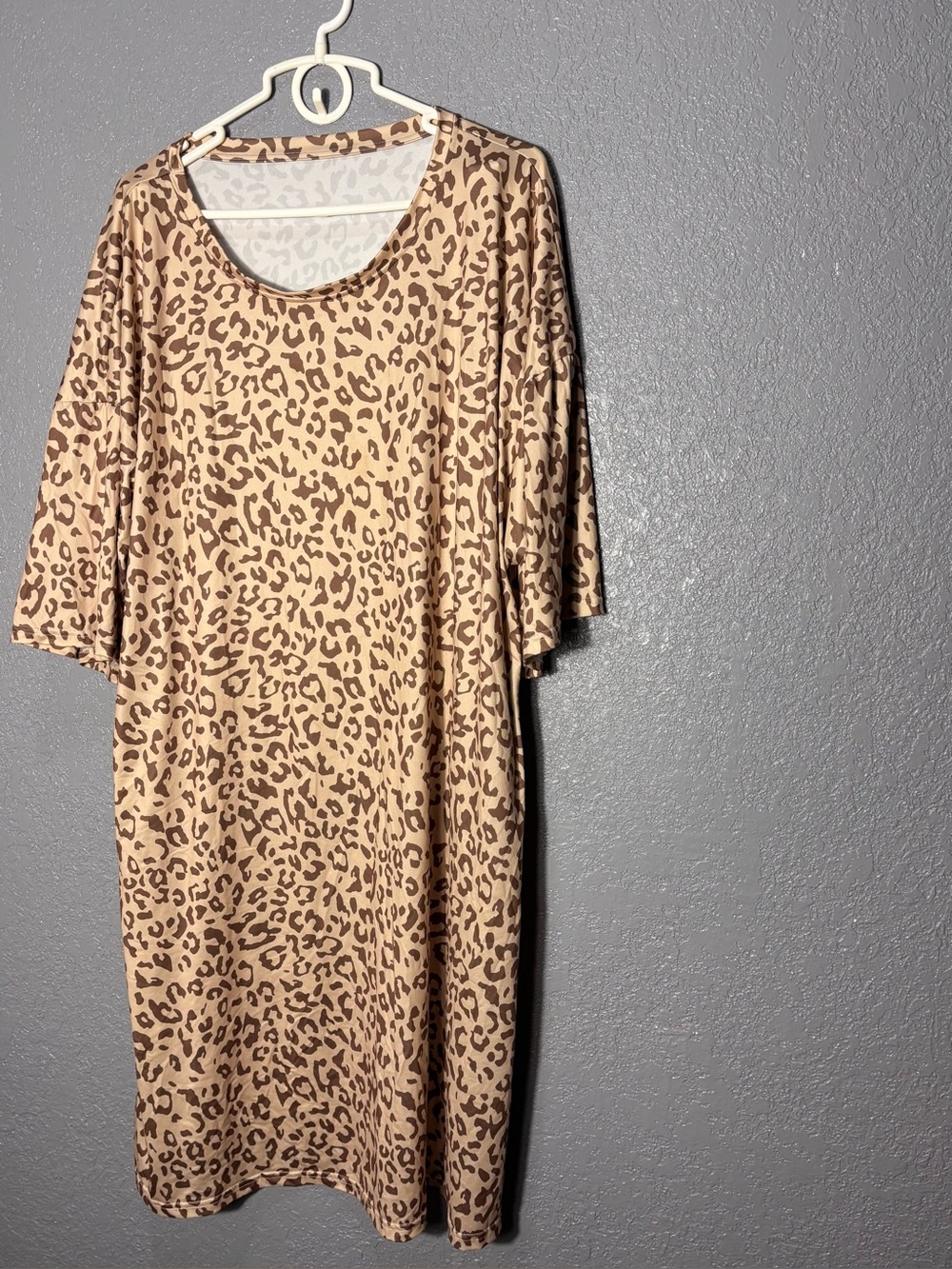Leopard Print Tunic Dress in Beige and Brown